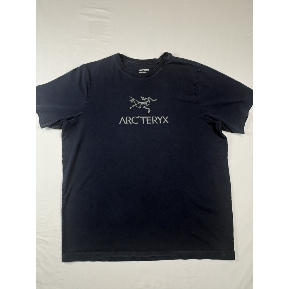 Arc'teryx Fossil Arc'Word Navy Large Tshirt Men's Hiking Camping Gorpcore